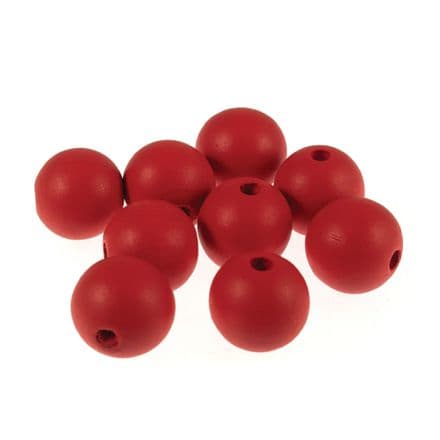Wooden Craft Beads  - (Red)